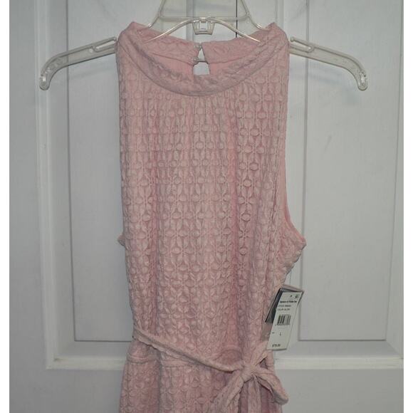 Robbie Bee Womens Floral Lace Sleeveless Tie Waist Dress in Blush Pink Large $79 - Picture 6 of 7
